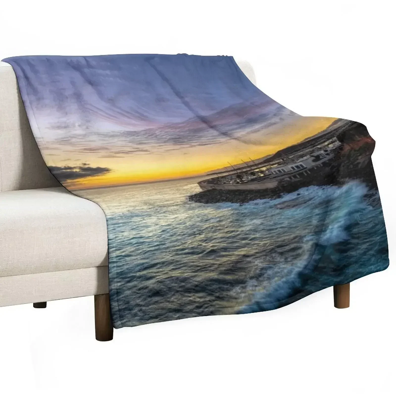 

Sunset over Marina Rubicon, Playa Blanca Throw Blanket for babies Beautifuls Blankets