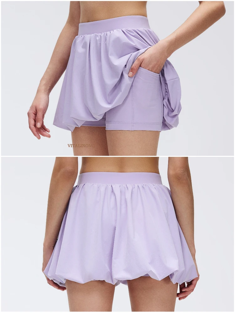 VITALINOVO Damen-Minirock, Skort, fließend, plissiert, hohe Taille, Rüschen, Tennisröcke für Damen, Blasensaum, sportlicher Skater, Golf – Detail 7