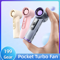 Pocket Turbo Fan Mini Small Wind Cannon Summer Cooling Neck Hanging Fan Portable Digital Display Wireless Rechargeable Blower