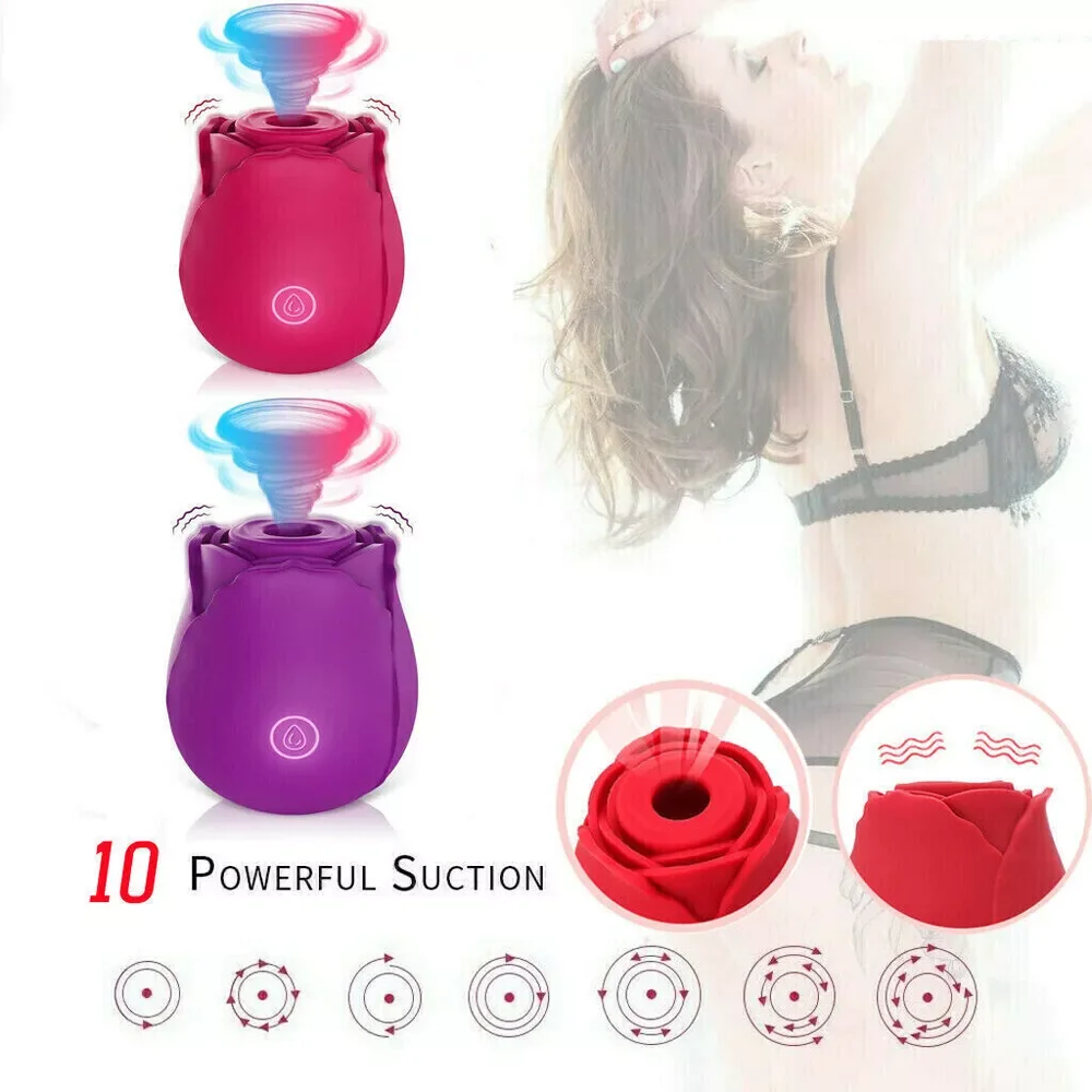 2 in 1 Rose Vibrator Powerful Suction Cup Vibrators 10 Modes G Spots Vaginal Stimulating Sucking Massager Nipple Sexy Toy Girl