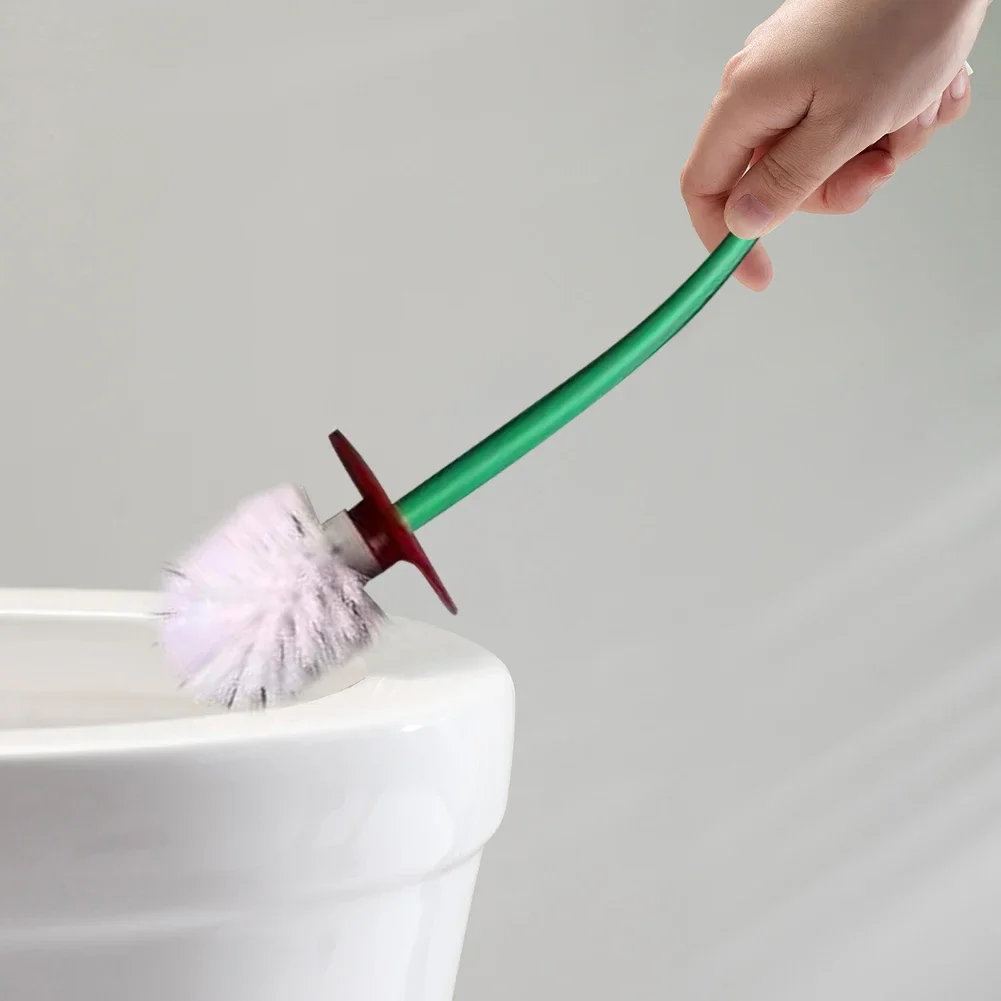 Cherry Shape Toilet Brush Set Long Handle With Base Replaceable Soft Bristle Brush for Bathroom Corner Toilet Cleaning Tool