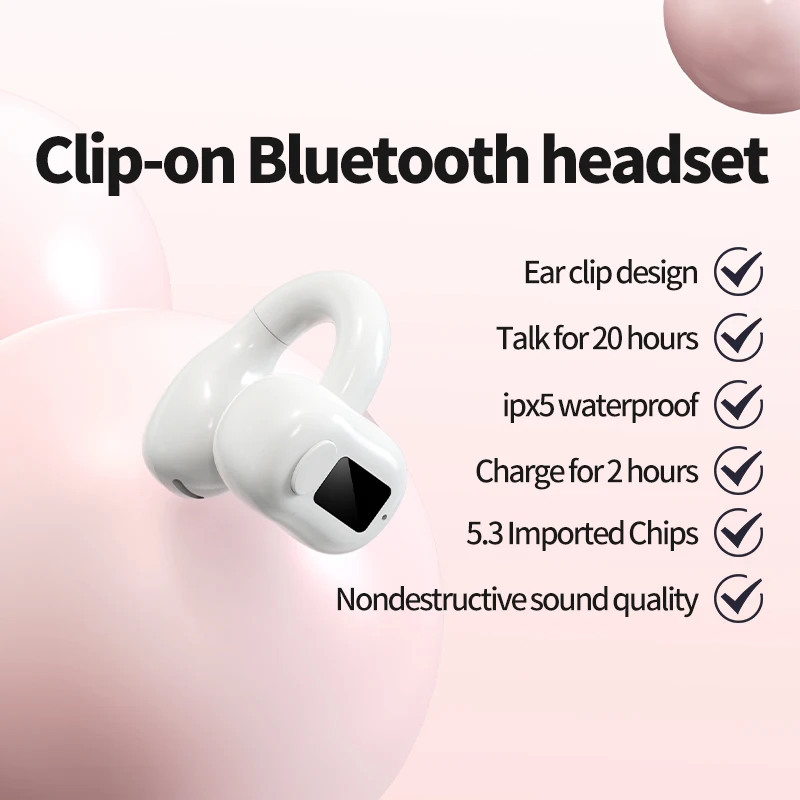 

Ear-clip Single-Ear Bluetooth 5.3 Earphones Wireless Sports Business External Sound Noise Canceling Ultra-Long Standby Earbuds