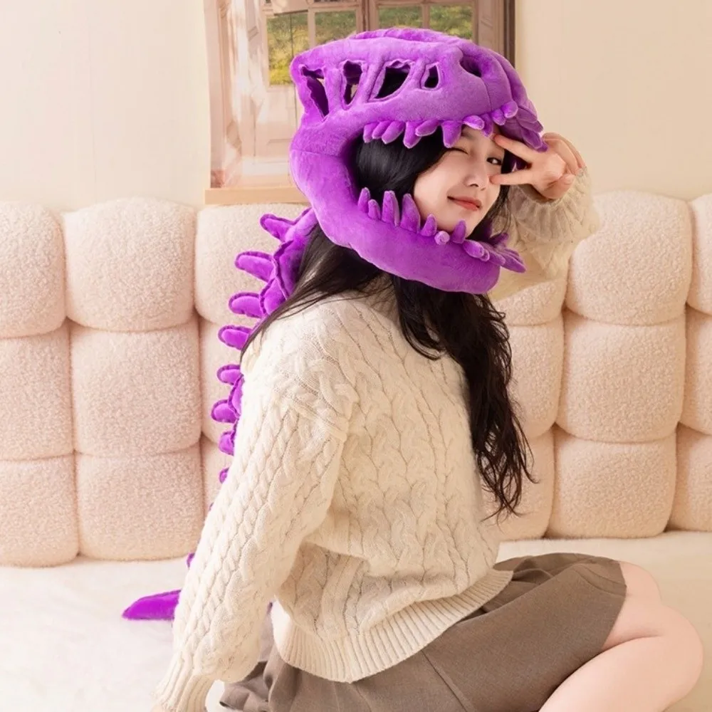

Funny Soft Dinosaur Skeleton Headgear Realistic Huge Size Dino Hat Creative 3D Design Stuffed Animal Bone Set Sofa Lounging