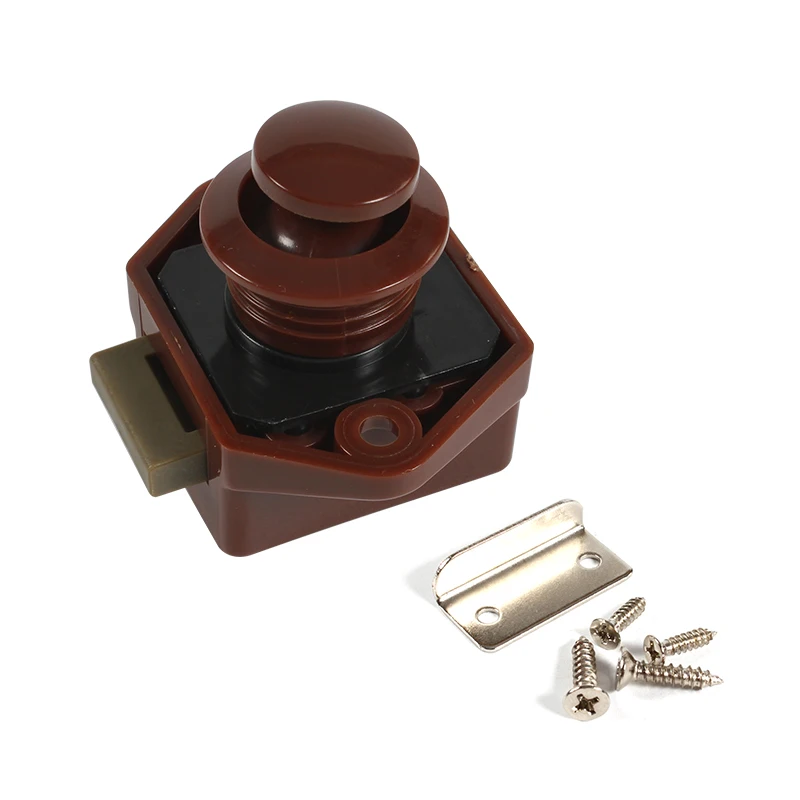 Kunci Kabinet Trailer Camping OEM Brown 20 Buah Paduan Seng Sistem Rem Anti-Kunci Papan 15mm Kunci Kabinet Aksesoris RV Dalam Ruangan