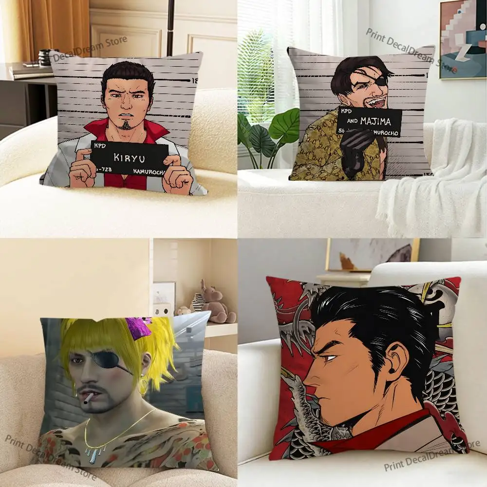 Japanese Game Y-Yakuza K-Kiryu Dragon Pillow Case For Sofa Decor Office Room Printing Cushion Cover Decorations and Protector