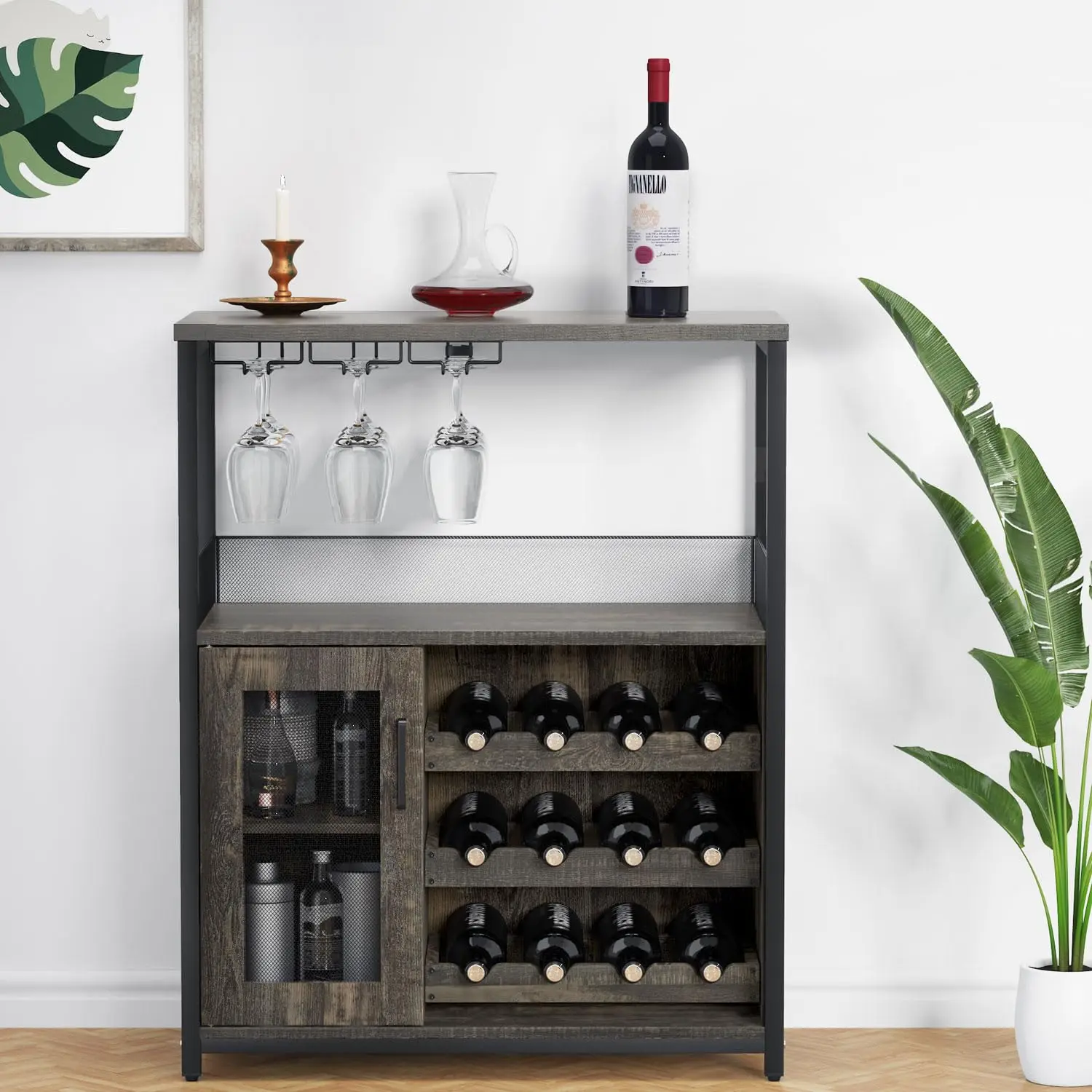 Living room industrial bar cabinet wooden storage cabinet 5 layers wine rack metal wine storage cabinet-Amazon customization