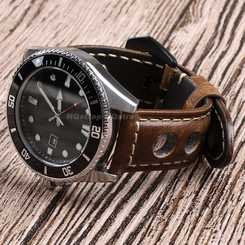 Pulseira de couro vintage 20mm 22mm 24mm pulseira de couro à prova d'água pulseira de liberação rápida pulseiras universais