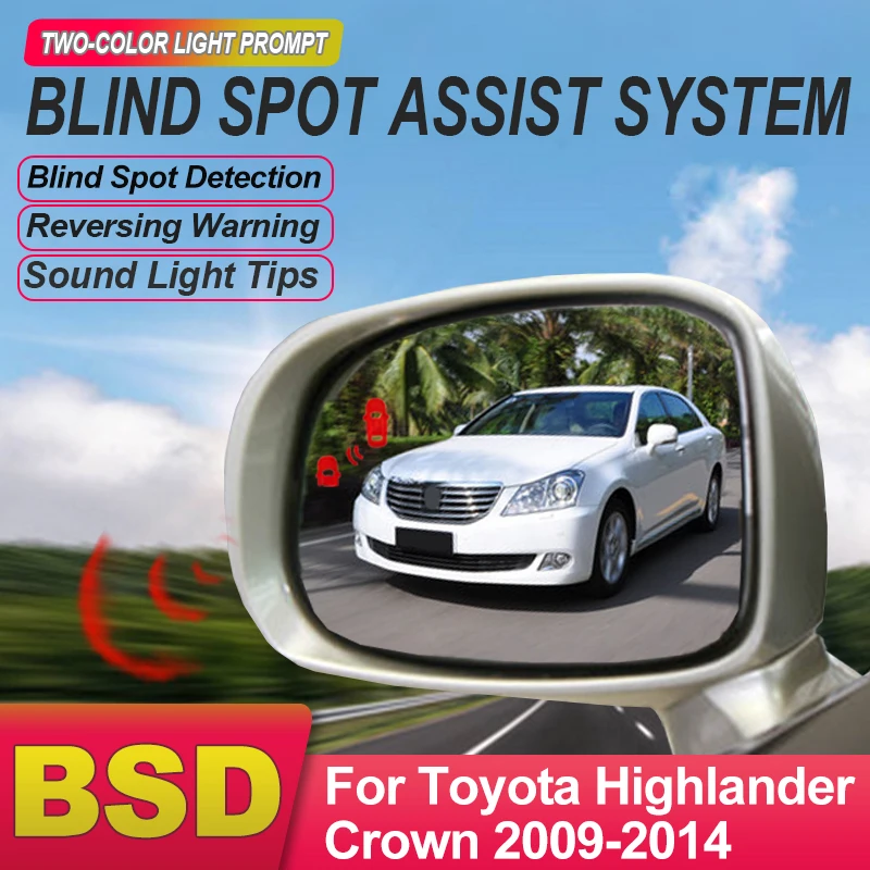 Car BSD BSM BSA Rearview Mirror Blind Spot Detection Change Lane Aided 24GHZ Sensor For Toyota Highlander Crown 2009 to 2014