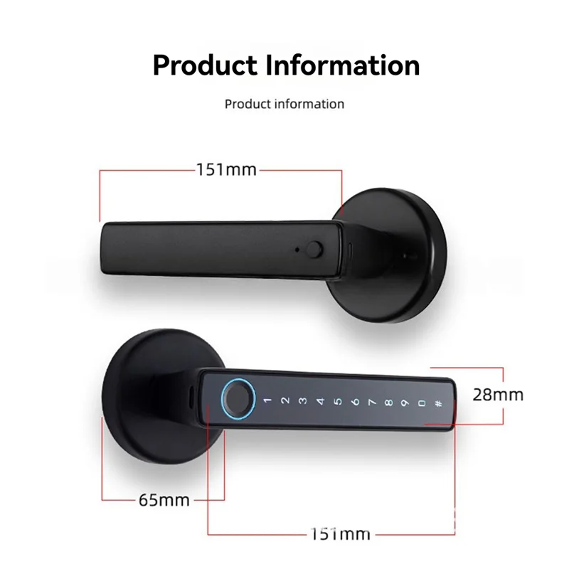 ABSQ-Tuya F6 Fingerprint Door Lock Bluetooth Smart Electronic Keypad App Controlled RFID Keys Waterproof For Home And Hotel