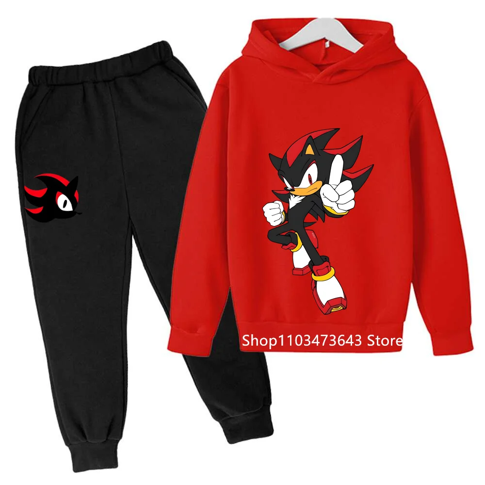 Sonics sweat à capuche pour enfants pantalon costume mode Anime sweats à capuche garçon lettre sweats décontracté impression dessin animé survêtement pulls
