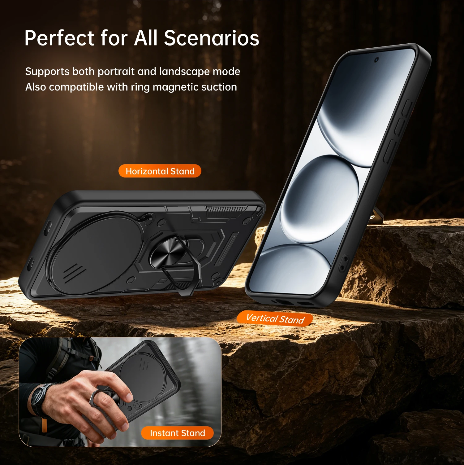 For Xiaomi Redmi Note 15 Pro+ 5G Case Armor Slide Lens Protect Phone Cover for Redmi Note15Pro 5G Car Magnetic Holder Ring Funda view 3