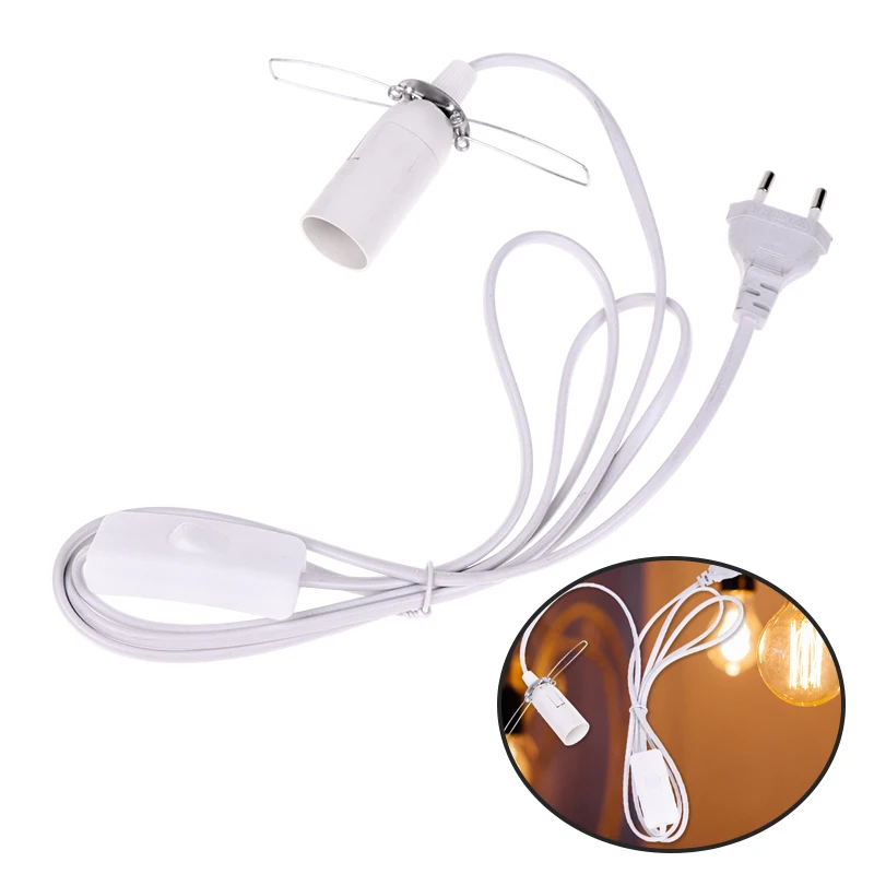 1PC 250 (V) EU Plug E14 Hanglamp Holder Light Bulbs Socket With Switch Wire 1.55m Power Cord Cable For Pendant Fixture Hang Lamp