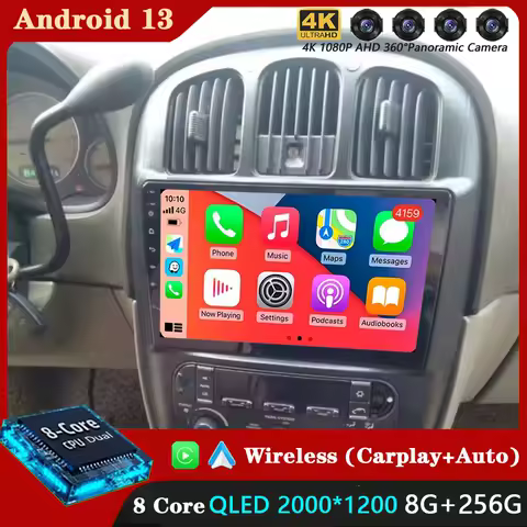 For Dodge Caravan 4 For Chrysler Grand Voyager RS 2000 - 2012 Android 13 Carplay Auto Car Radio Multimedia Video Player GPS WIfi