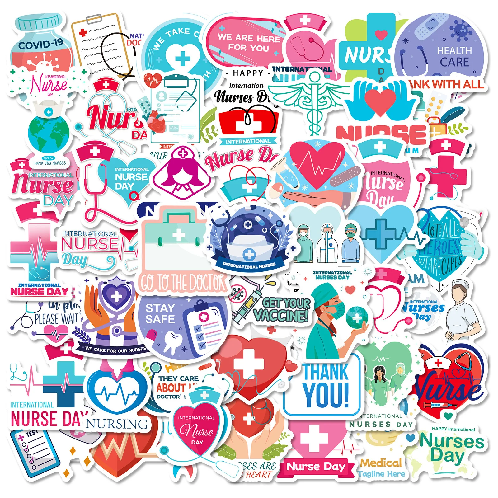 50 stuks verpleegster arts doodle liefde kruis thermometer stethoscoop element decoratieve stickers
