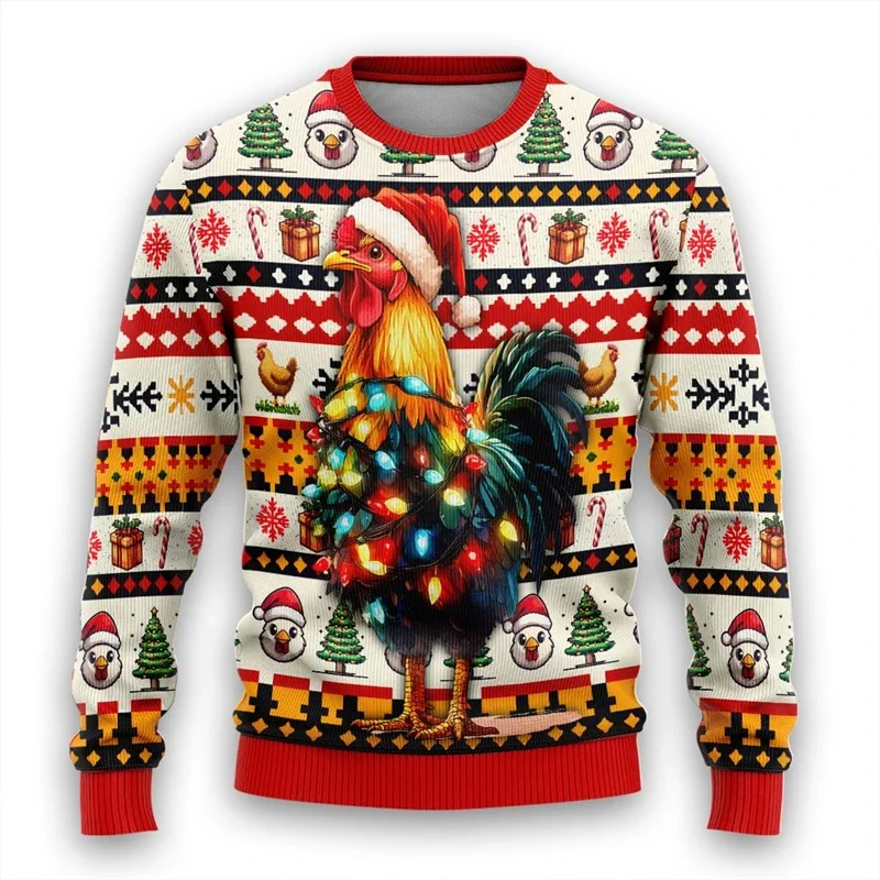 

Chicken Ugly Christmas Sweatshirt For Women Clothes Funny Rooster Graphic Sweatshirts Casual Unisex Pullovers Long Sleeve Tops