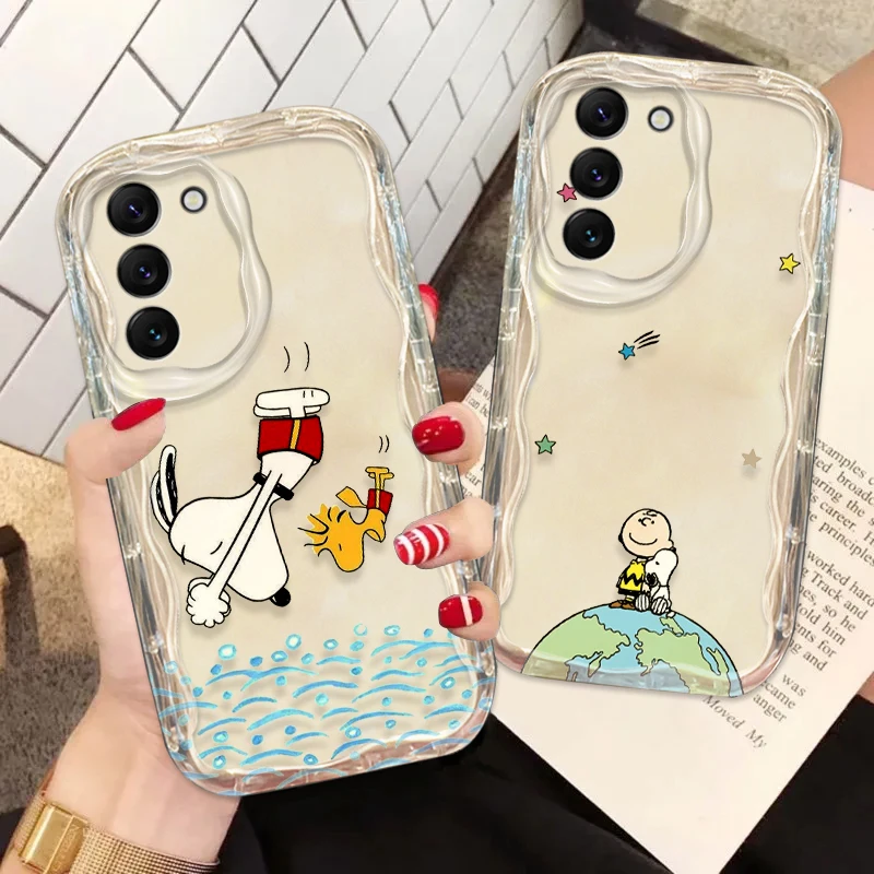 Trendy Iively Snoopy For Samsung S24 S23 S21 S20 Ultra Plus FE A73 A72 A71 A51 A05S A05 5G Wave Oil Funda Phone Case