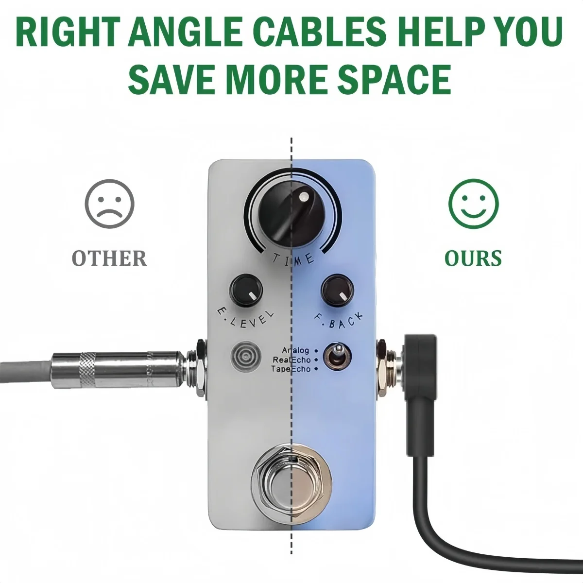 Miwayer 15cm Guitar Effect Pedal Flat Patch Cables, 1/2/4/6pcs Kit, 1/4 Right Angle Connector Low Noise Copper Core