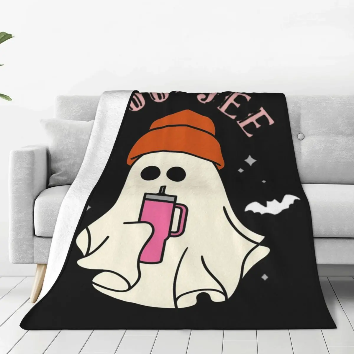 Boo-Jee Stanley's Funny Halloween Blanket Coral Fleece Plush Home Pumpkin Ghost Throw Blankets Lightweight for Bedroom Rug Piece