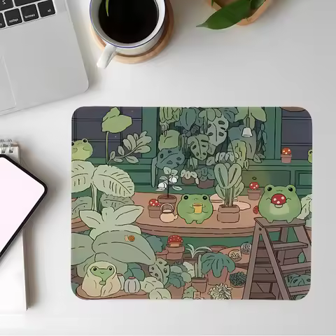 Green Plant Kawaii Cat Mouse Pad Gaming Esports Mousepad Laptop Computer Locking Edge Office Desk Mat Rubber Small Anti Slip Pad