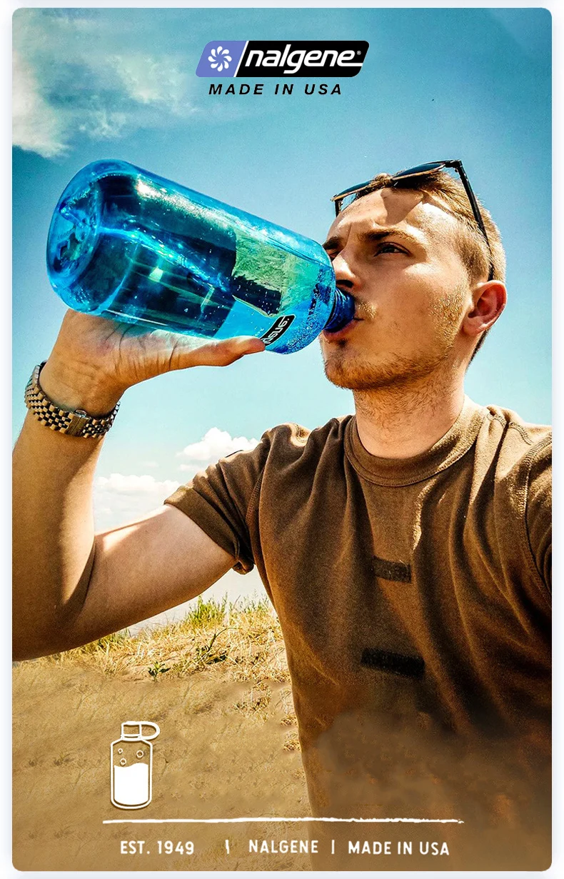 Nalgene 1L Trinkflasche mit schmalem Hals aus Tritan, auslaufsicher, leicht, robust, Sportflasche für Wandern, Camping, Outdoor, Reisen, Fitness – Detail 1