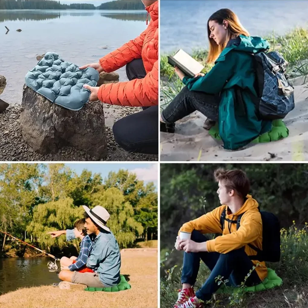 Air Cushion Pillows Outdoor Camping Sleep Cushion Folding Inflatable Pillows Chair Cushion Seat Pads With Storage Bag 40x30cm