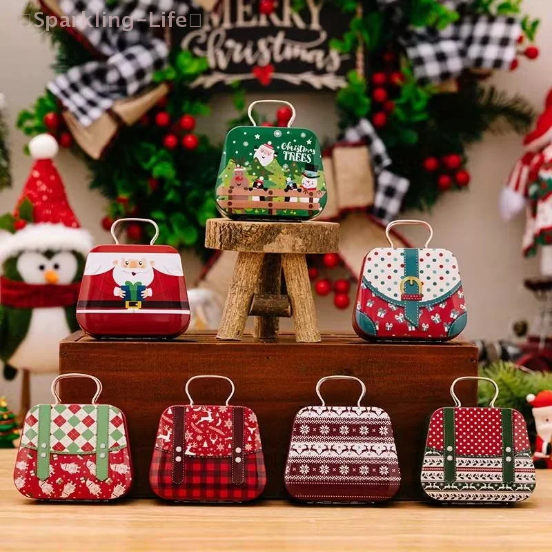 Dekorasi Natal, Tas Kaleng, Kotak Permen, Kotak Hadiah Anak-anak, Kotak Kaleng Kecil, Kotak Hadiah Kue, Kotak Penyimpanan Rumah