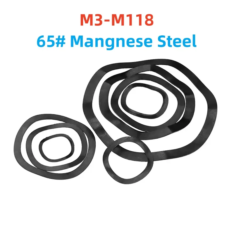 M3 M4 M5 M6 M8 M10-M118 65# Mangnese Steel Bearing Shafts Three Wave Crest Type Spring Washer Gasket Wave Washer