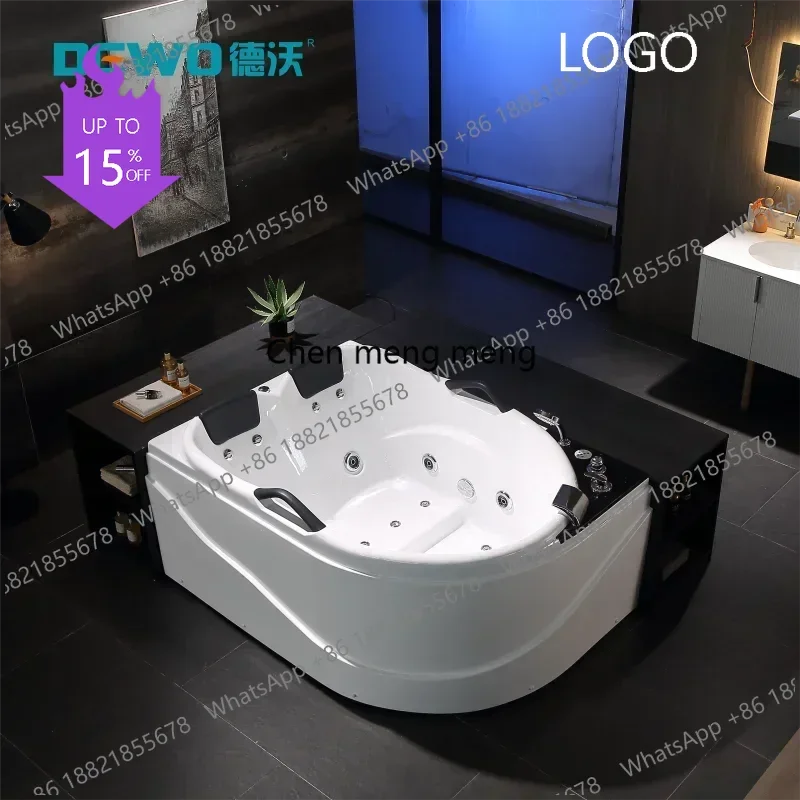 PPP A Fohsan LL725 Marble Acrylic 2-Person Hydro Massage Whirlpool Bathtub Large Indoor Hot Tub for Couples Soaking & Bathroom U