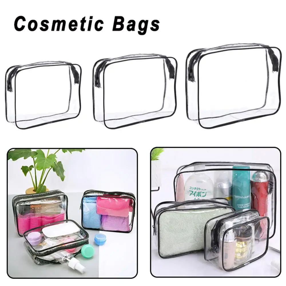 Environmental Protection Storage Pouch Waterproof Zipper Cosmetic Bags Makeup Case Toiletry Bag Transparent