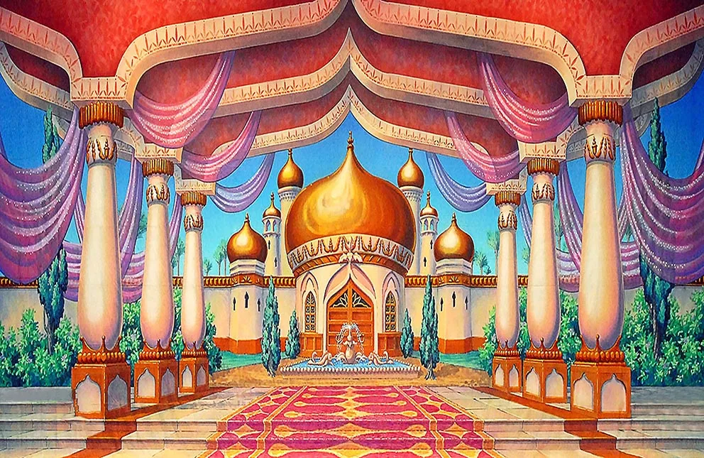 Jasmin Backdrop Photography Aladdin Happy Birthday Party Background Moroccan Baby Shower Banner Gold Mosque Palace