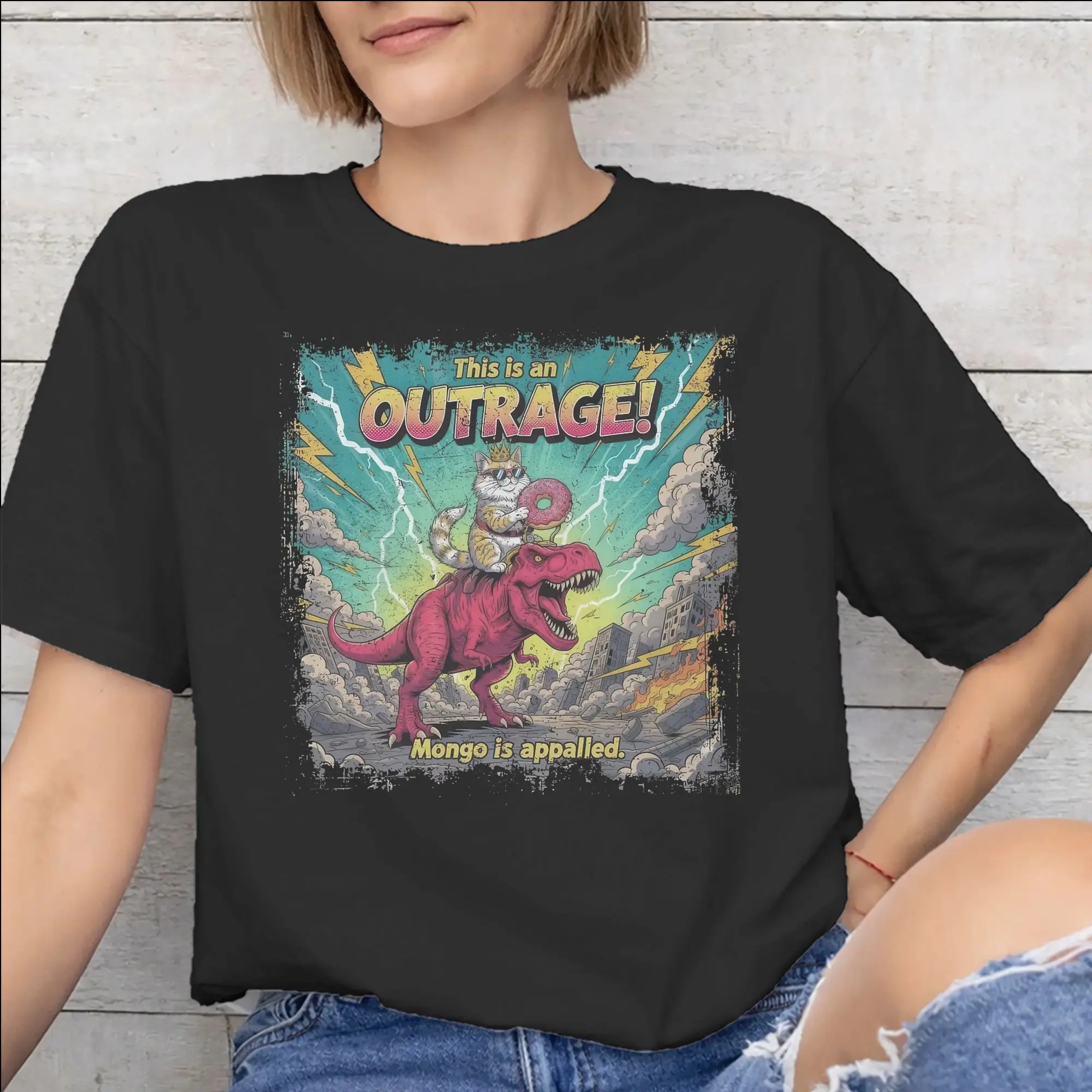 This Is An Outrage Princess Donut Cat  Outfit Unisex T Shirt Pure Cotton Tee Graphic Print  T-shirt Clothing