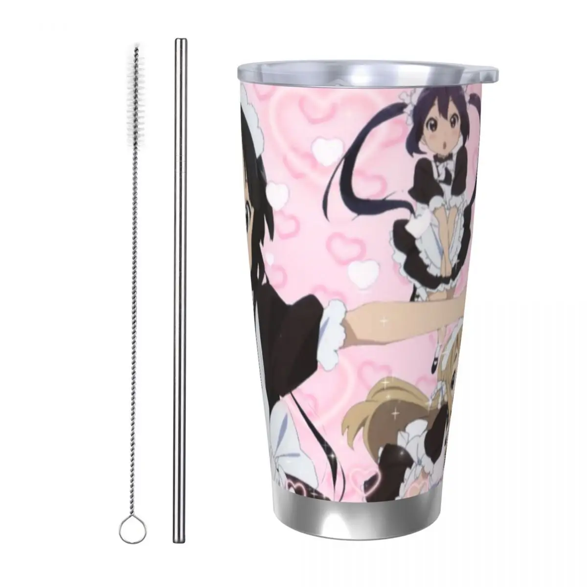 Japanese Anime K-On! 20oz Stainless Steel Car Mug Straw Thermal Iced Travel Cup Vacuum Insulated Coffee Hot Cup