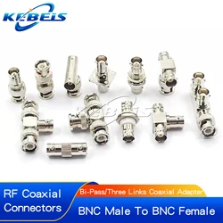 1Pcs BNC Connector Q9 BNC To BNC Male Female 90 Degree Right Angle Tee Type 3way 4way Splitter 2x Double Male Female RF adapter