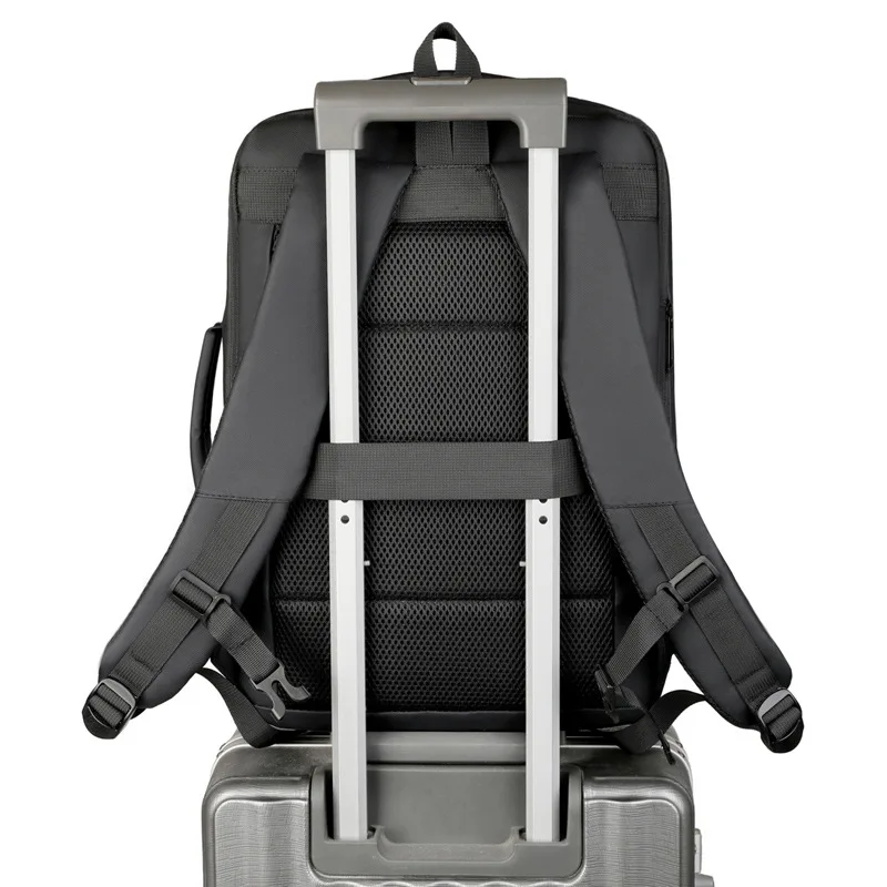 Multi-compartment black backpack premium feel business trip backpack high school backpack large capacity sturdy and durable