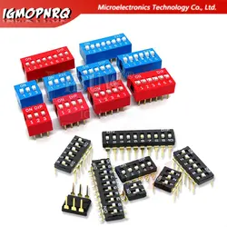 10PCS Slide Type Switch Module 1 ~ 12 Bit 2.54mm Position Way DIP Blue Pitch Toggle Switch Blue Snap Switch For PCB 8PIN 6PIN