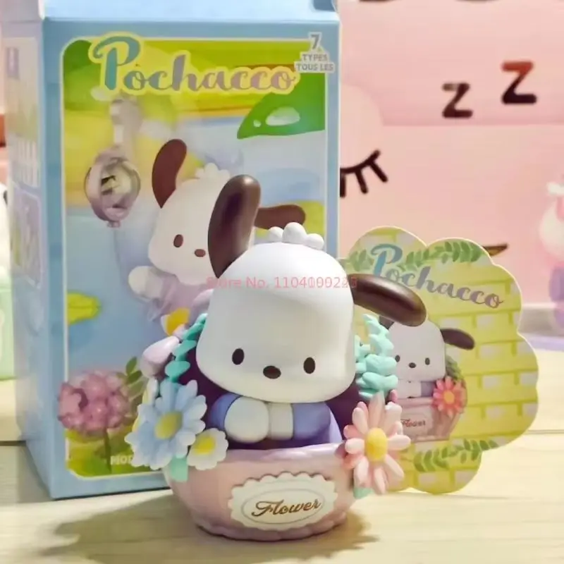 سلسلة حديقة صغيرة مصنوعة يدويًا Pochacco ، زهور وpochacco الشباب ، سلسلة صندوق أعمى ، لعب عصري ، هدايا زخرفية ، ألعاب