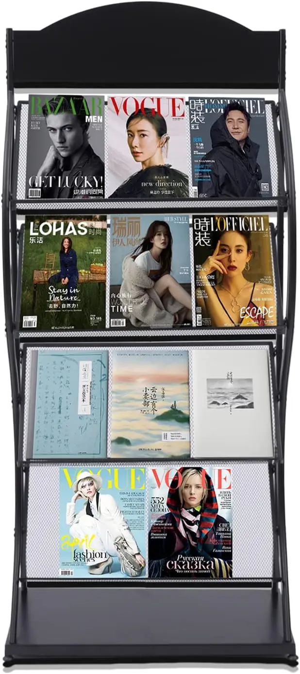 Gdasuya10 Floor-Standing Metal Magazine Rack, Jornal Storage Rack, Brochura Display Stand, Book Rack, Prateleira para Comércio