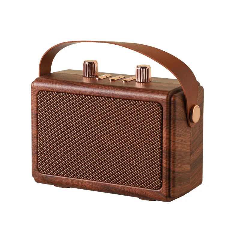 

New retro wood grain Bluetooth speaker, outdoor portable classical home furnishings, integrated set with microphone Karaoke