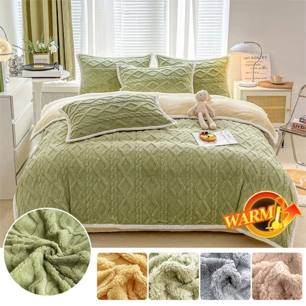 Soft Velvet Duvet Cover Winter Warm Plush Quilt Cover Dual Use Blanket Warmth Artificial Cashmere Comforter Covers Bed Blankets