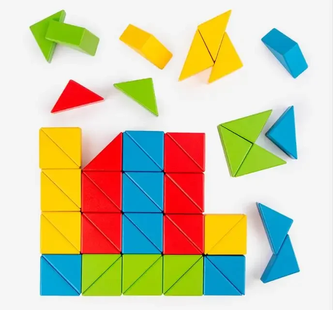 새로운 어린이용 나무 지혜 삼각형 퍼즐 장난감 교육용 부모-자녀 훈련 창의적 블록 논리적 사고 장난감