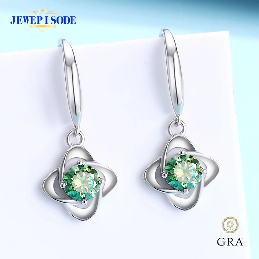 JEWEPISODE 0.5CT Brilliant Cut Moissanite Drop Earrings for Women 925 Sterling Silver Flower Shape Wedding Fine Jewelry with GRA