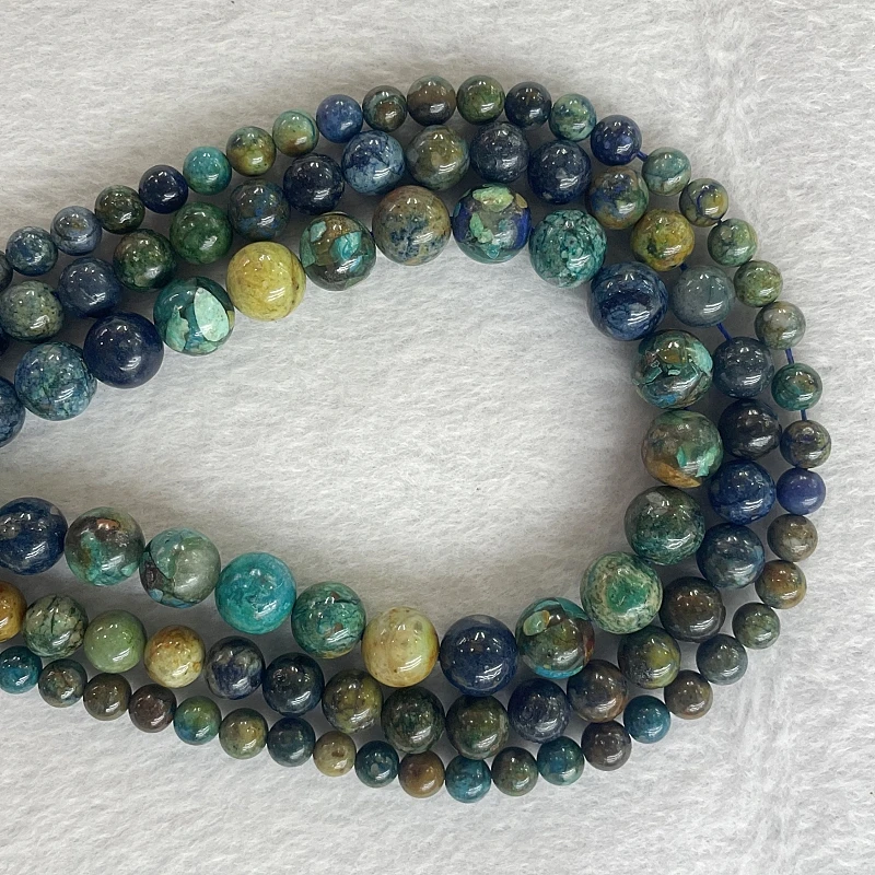 Natural Gemstone Chrysocolla Lapis 6 8 10mm Round Loose Bead DIY Bracelet Necklace Natural Stone Beads for Jewelry Making