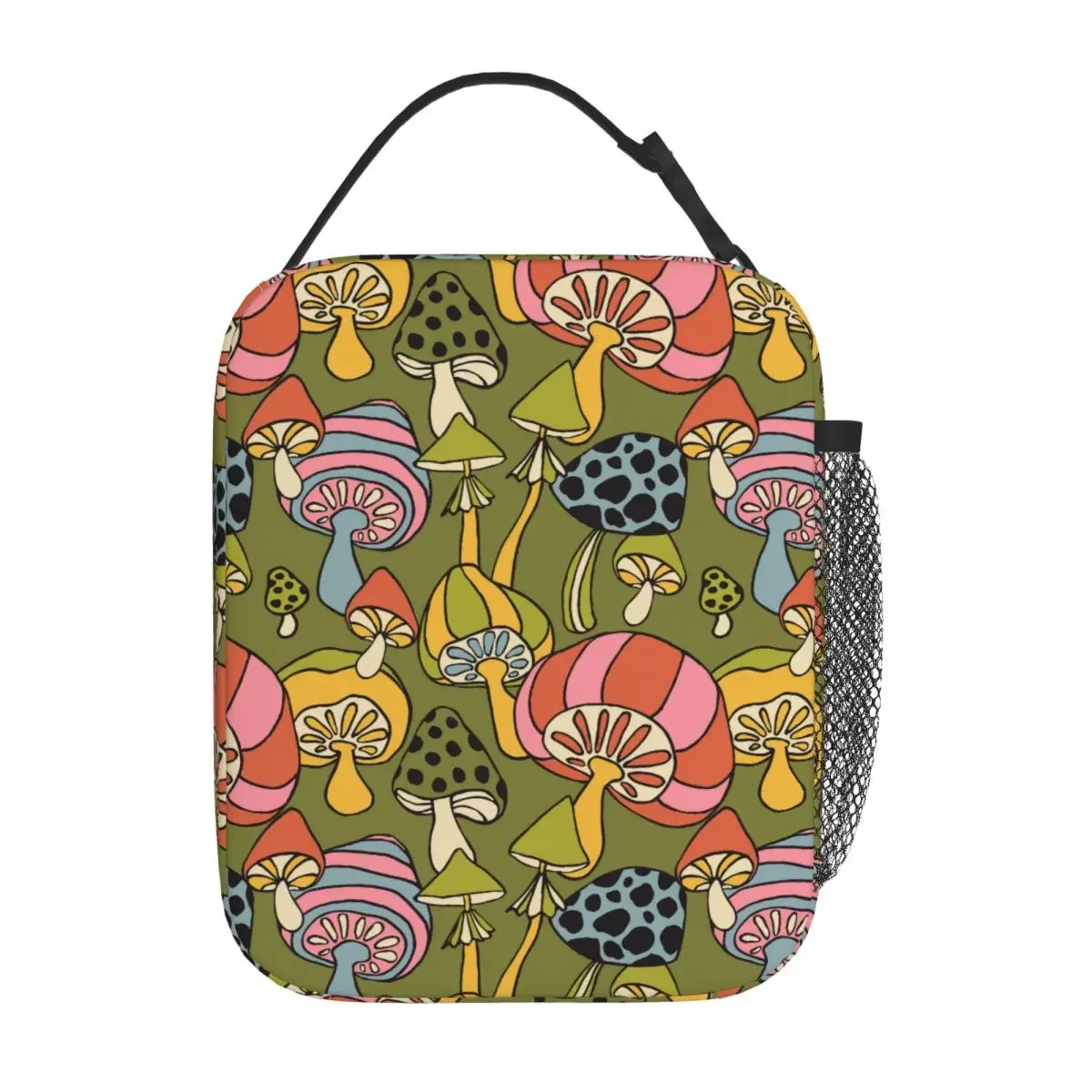 

Retro 70s Hippie Mushroom Thermal Insulated Lunch Bag for Travel Portable Food Container Bags Men Women Cooler Thermal Food Box