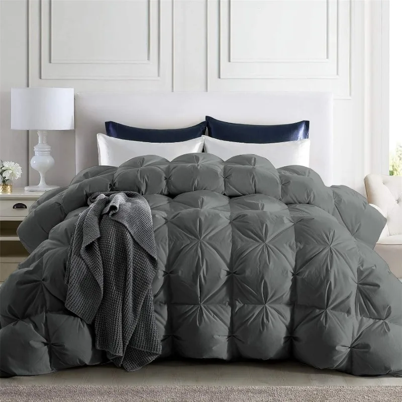 

Goose Down Comforter Goose Down Winter Duvet Insert, Heavyweight Cloud Fluffy Pinch Pleat Extra Warmth Comforter,