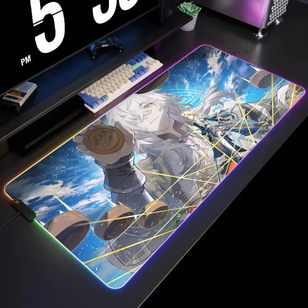 

Honkai Star Rail Jing Yuan Mousepad XXL RGB Gaming Mouse Pads HD Black Gamer Accessories Large LED