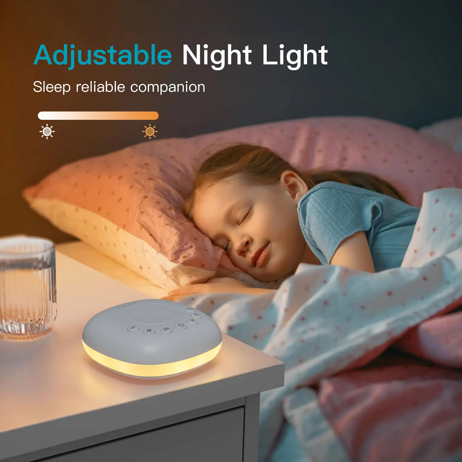 Портативная машина с белым шумом и 20 успокаивающими звуками для детей, детей и взрослых, регулируемый ночник, перезаряжаемые подарки для новорожденных