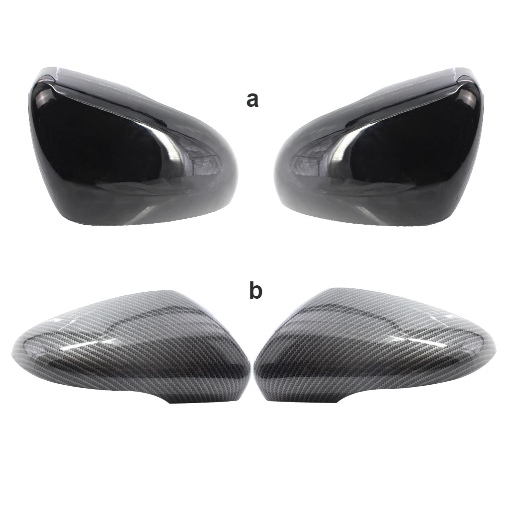 Door Side Mirror Cap Car Rear View Mirror Plastic Cover Replacement for Golf 6 MK6 2009-2012  Carbon Pattern  1 Pair