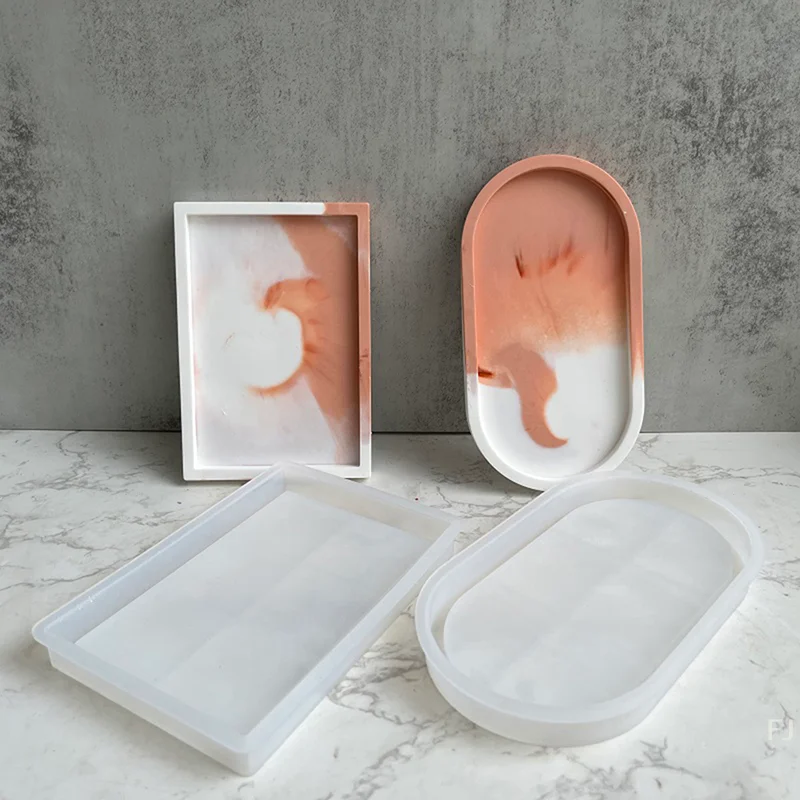 

[YU]Oval Tray Dish Silicone Mold Rectangular Oval Storage Tray Moulds Gypsum Resin Mould for Flower Pot Base Craft DIY Molds
