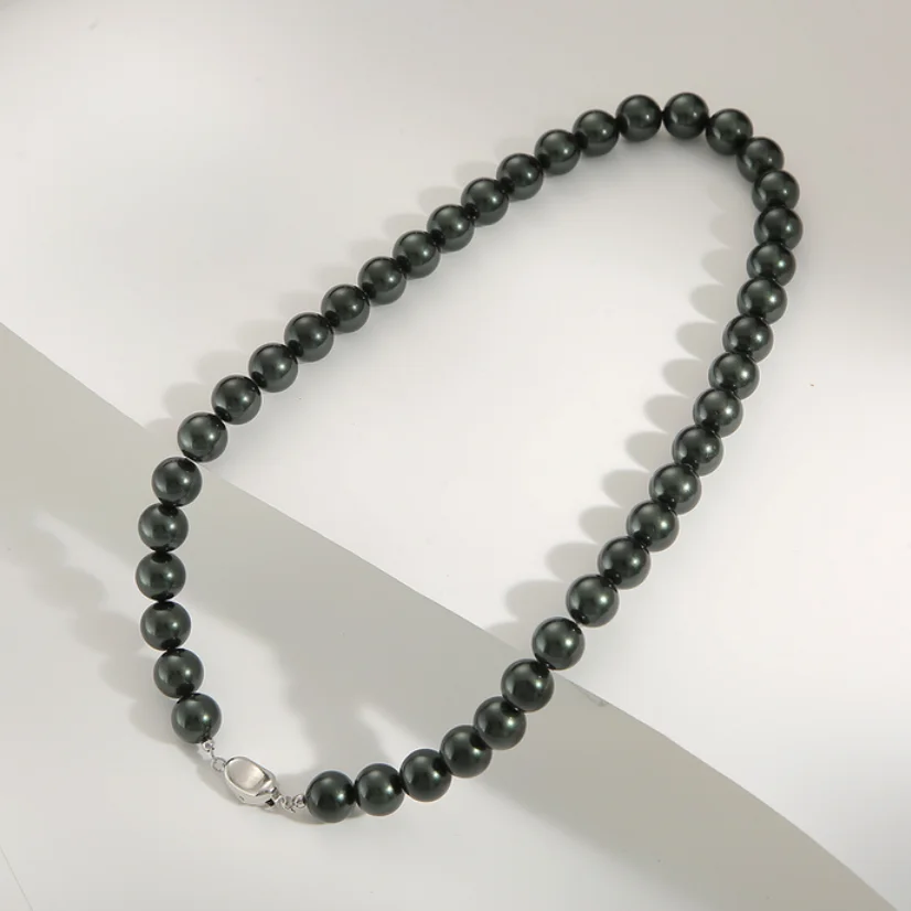 

CHARMING 17"7-8MM SOUTH SEA GRAY BLACK ROUND PEARL NECKLACE 4567AAA