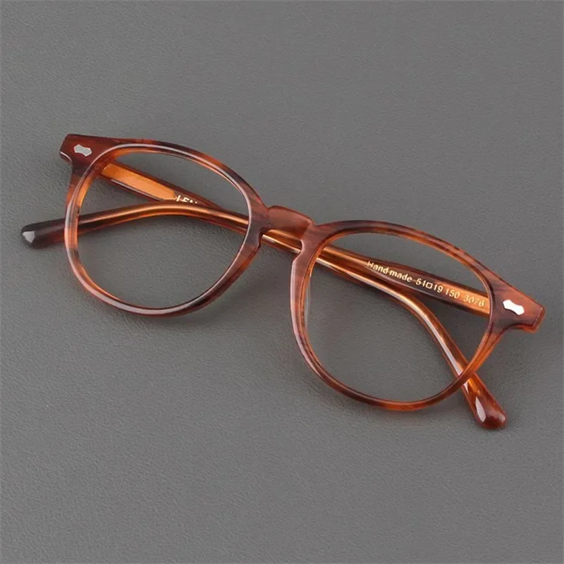 New Brand Lemtosh Glasses Men 51mm Large Size Retro Round Acetate Light Thin Frame Clear Lens Eyeglasses Women Unisex Eyewear